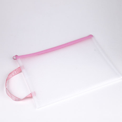 Zipper-pouch-bag-pink-A4-front-view