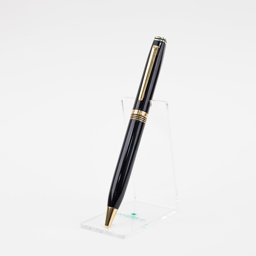 lapis-bard-contemporary-ballpoint-pen-black-with-gold-trims-front-view