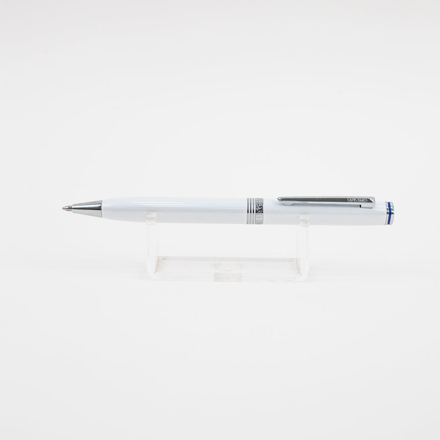 lapis-bard-contemporary-ballpoint-pen-with-chrome-trim- pearl-white-side-view