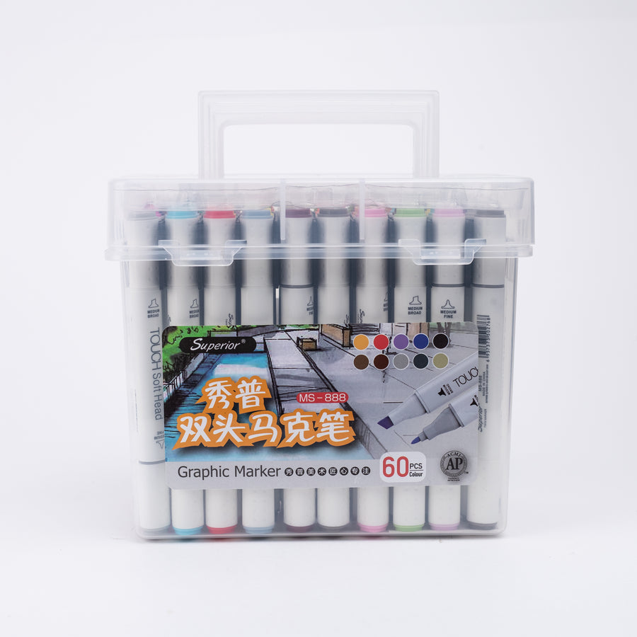 Superior Graphic Dual Tip Art Markers (MS-888) - Set of 60