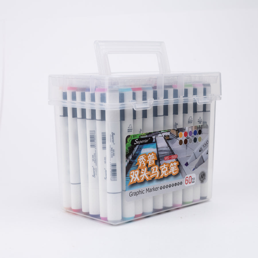 Superior Graphic Dual Tip Art Markers (MS-888) - Set of 60