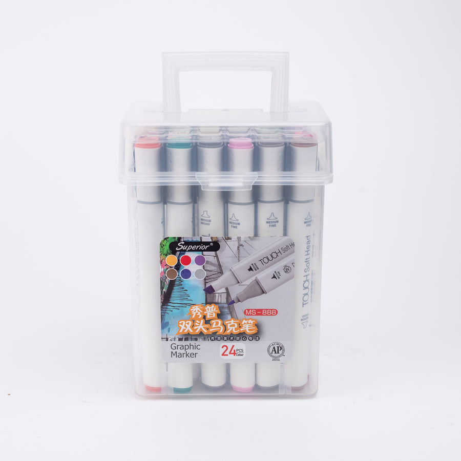 Superior Graphic Dual Tip Art Markers (MS-888) - Set of 24