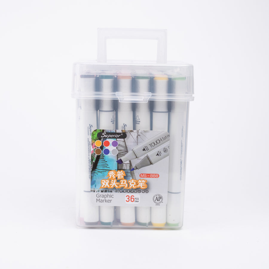 Superior Graphic Dual Tip Art Markers (MS-888) - Set of 36