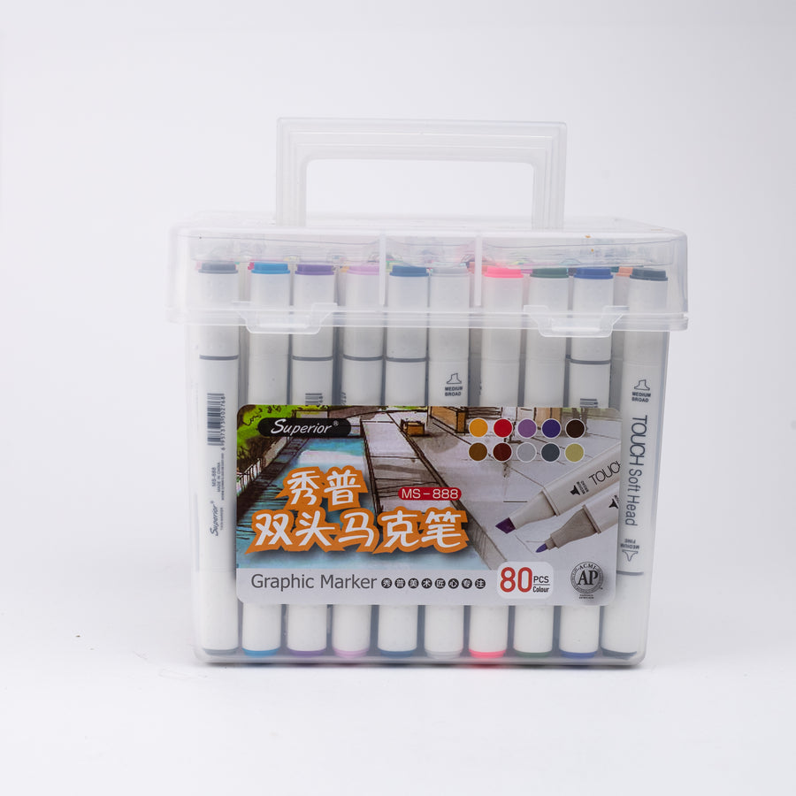 Superior Graphic Dual Tip Art Markers (MS-888) - Set of 80