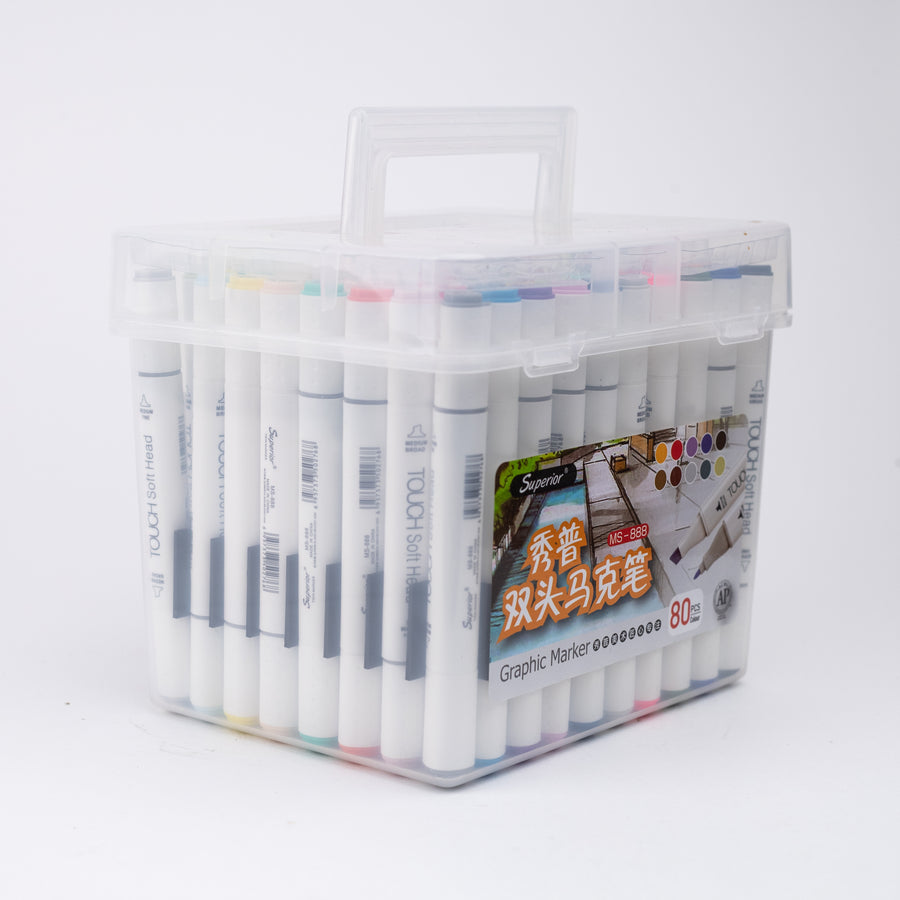 Superior Graphic Dual Tip Art Markers (MS-888) - Set of 80