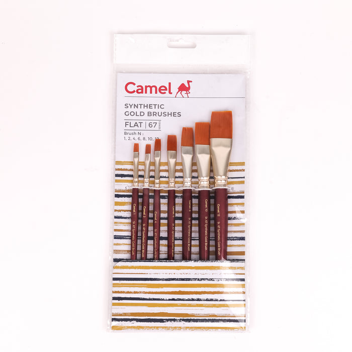 Camel - Synthetic Gold Flat Brushes - Series 67 (Set of 7 brushes)
