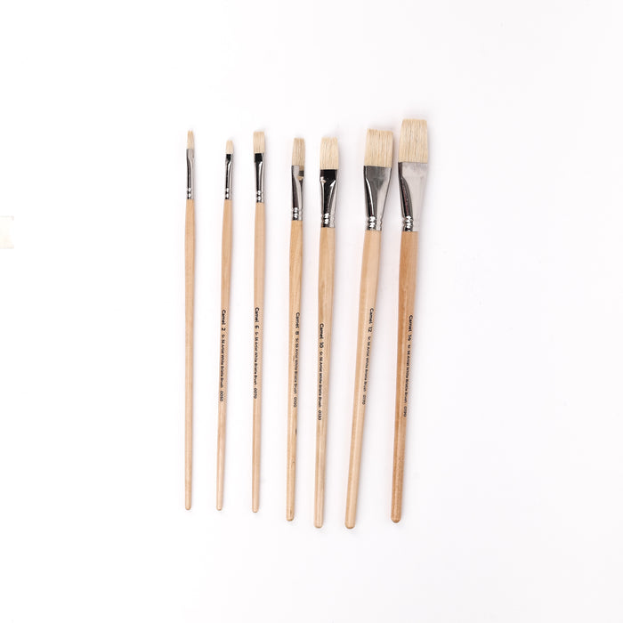 Camel - White Bristles Flat Brushes - Series 56 (Set of 7 brushes)
