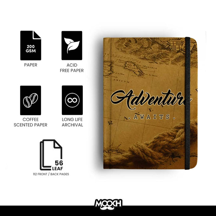 MOOCH – "Adventure Awaits" A6 Plain Diary | Indian Khaki | 120 GSM