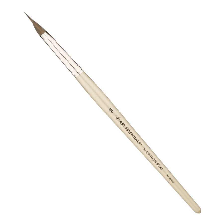 Art Essentials - Mightlon Synthetic Hair Brush - 9040 Series - Triangle Pointed/Petals - Short Handle - Size 10 (MD)