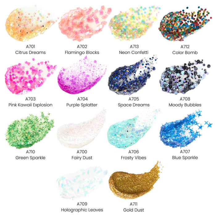 ARTEZA - Glitter Acrylic Colour Set, Iridescent, 2oz Bottles ( Set of 14 )