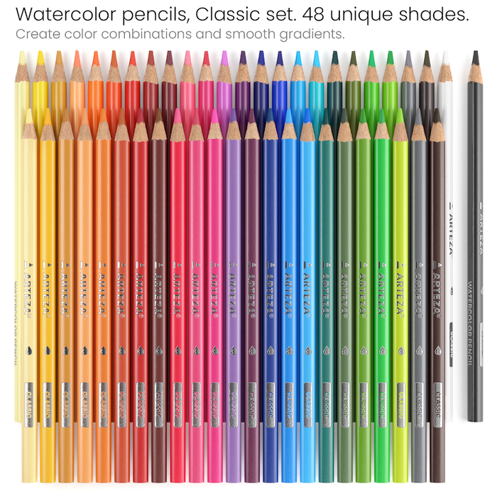 ARTEZA - Watercolor Pencils, Triangle Shaped - Set of 48