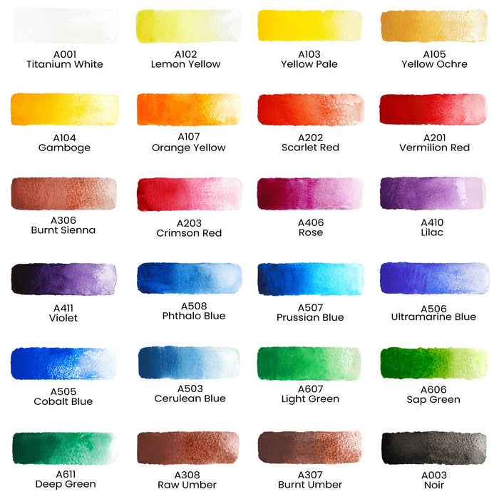 ARTEZA - Watercolor Artist Colours, 12ml Tubes ( Set of 24 )