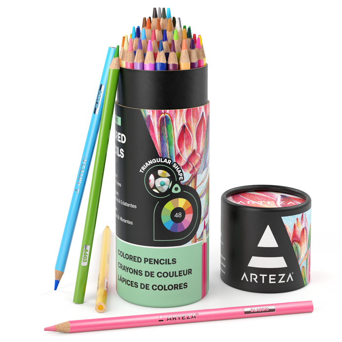 ARTEZA - Colored Pencils, Triangle Shaped - Set of 48