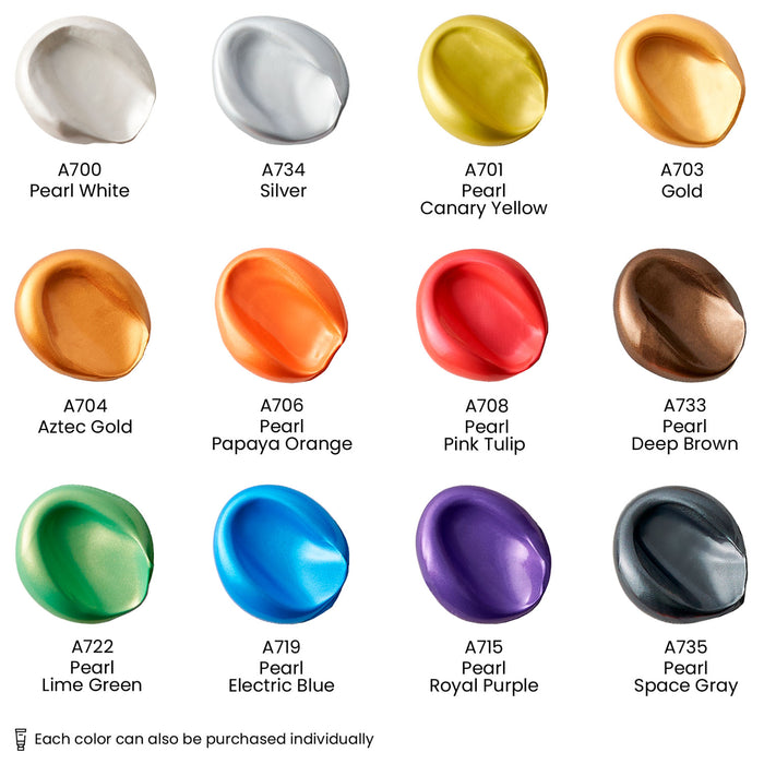 ARTEZA - Metallic Acrylic Colours, 22ml Tubes ( Set of 12 )