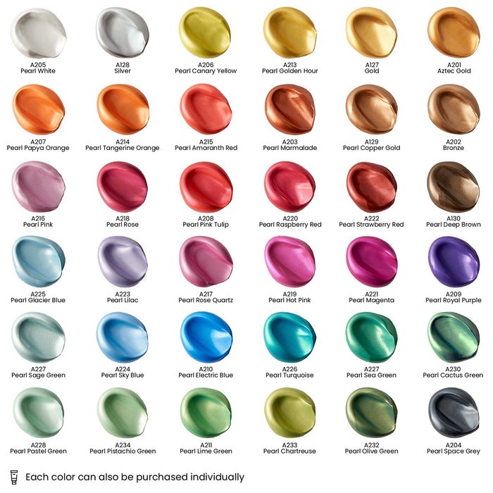ARTEZA - Premium Metallic Acrylic Colours, 22ml Tubes ( Set of 36 )