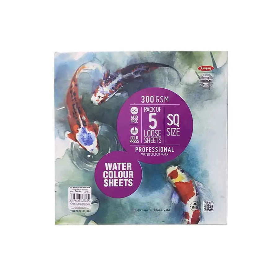 Anupam - Professional Watercolour Paper Pack of 5 Loose Sheets 300GSM
