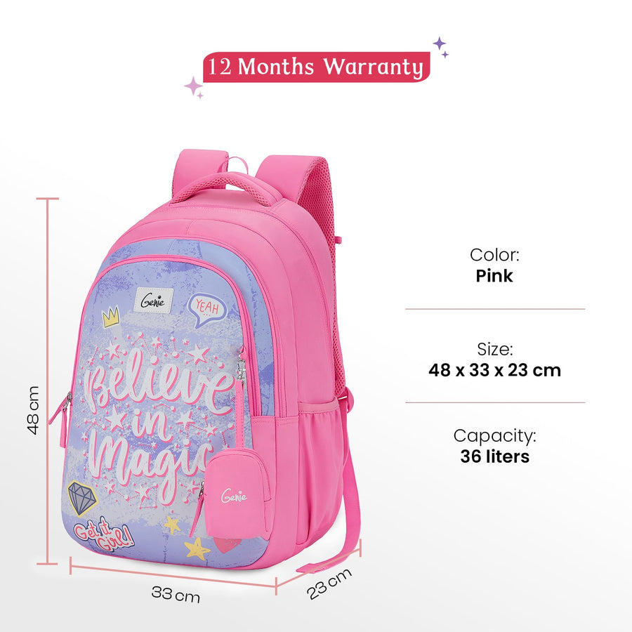 Genie - Magic 36L School Backpack - Pink