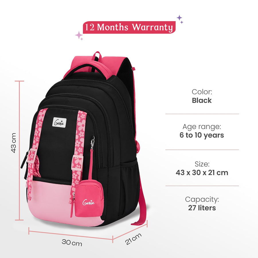 Genie - Gemini 17" School Backpack -  Black