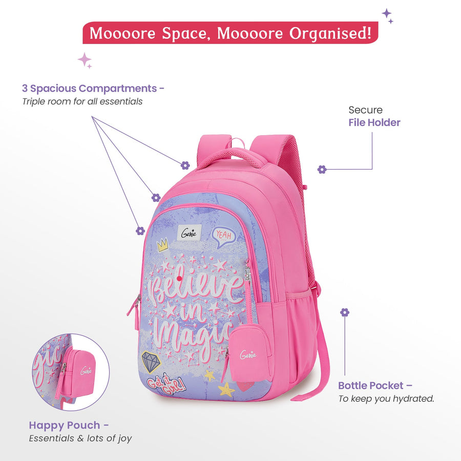 Genie - Magic 36L School Backpack - Pink