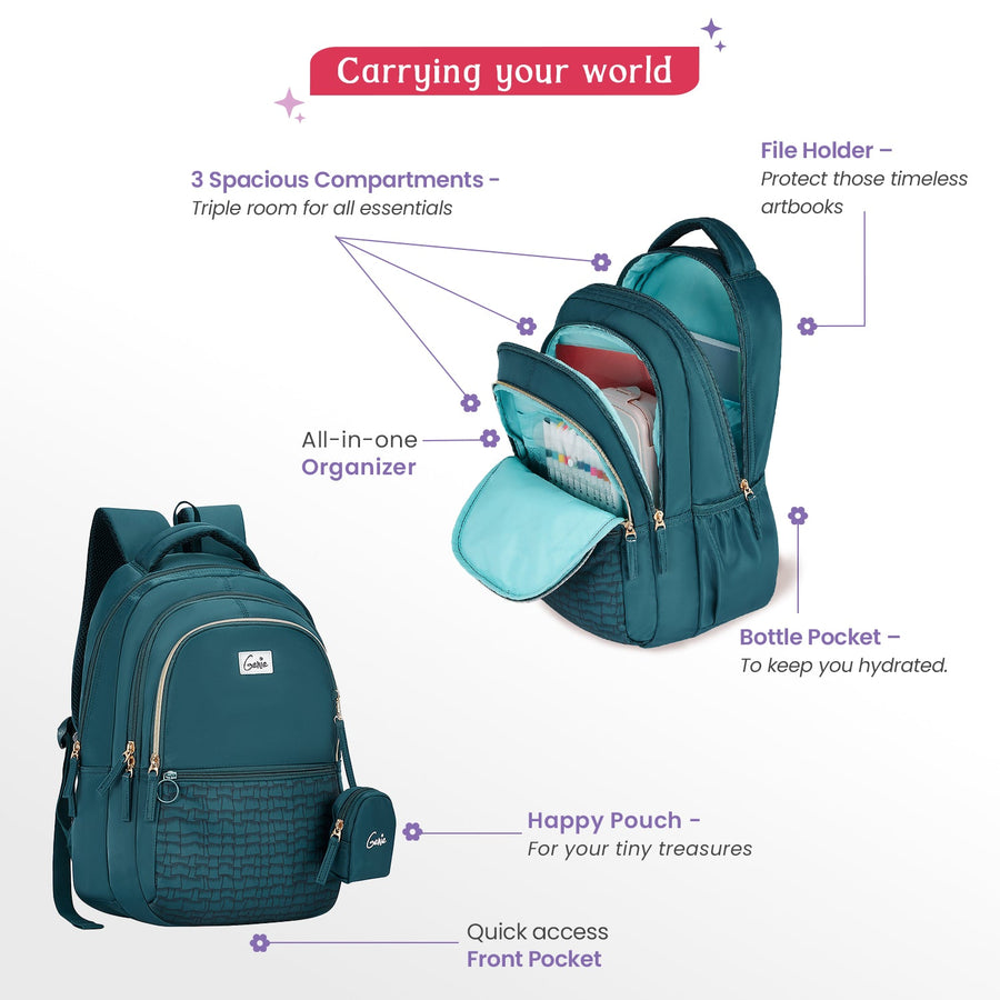 Genie - Jewel 17" School Backpack - Teal