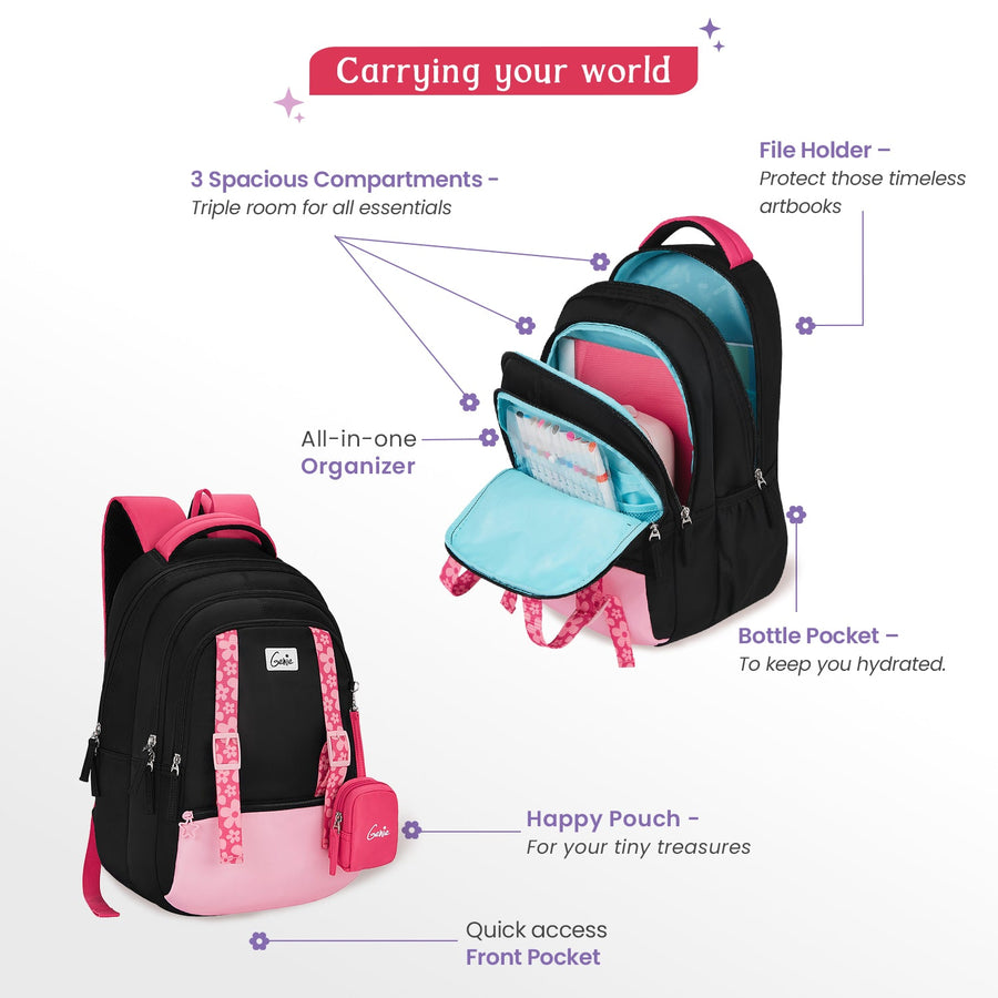 Genie - Gemini 17" School Backpack -  Black