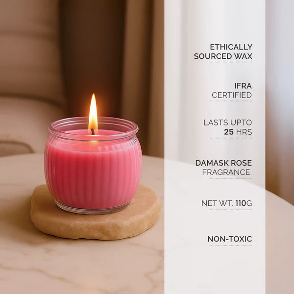 IRIS Ribbed Jar Candle – Damask Rose