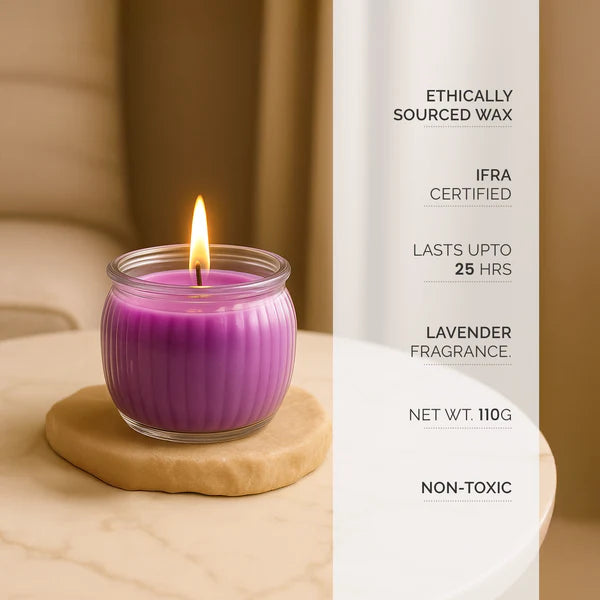 IRIS Ribbed Jar Scented Candle – Lavender