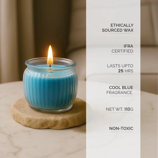 IRIS Ribbed Jar Candle – Cool Blue