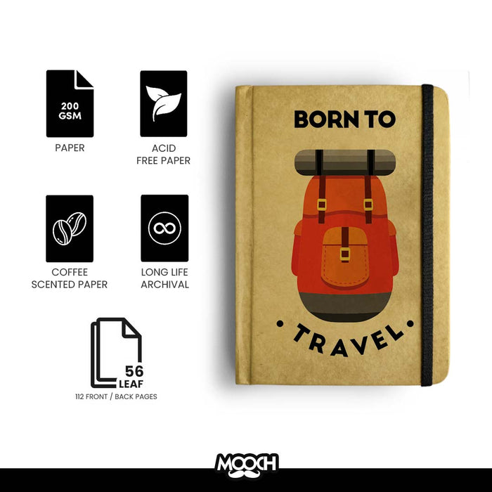 MOOCH – "Born to Travel" A6 Plain Diary | Buff Cartridge | 120 GSM