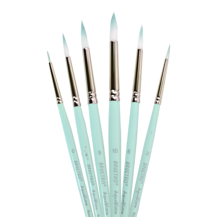 BRUSTRO AquaBloom Artist's Paint Brushes – Round | Set of 6