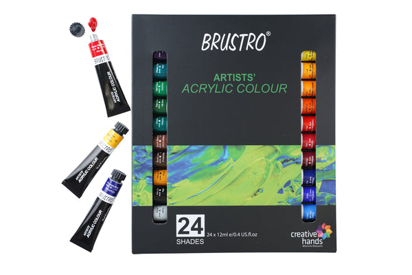 Brustro Artists' Acrylic Colour Set – 12ml Tubes (Set of 12 & 24)