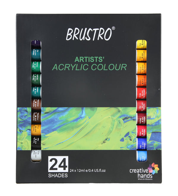 Brustro Artists' Acrylic Colour Set – 12ml Tubes (Set of 12 & 24)
