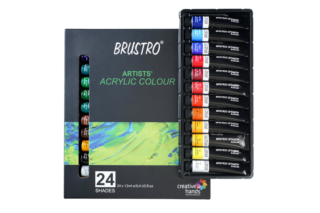 Brustro Artists' Acrylic Colour Set – 12ml Tubes (Set of 12 & 24)