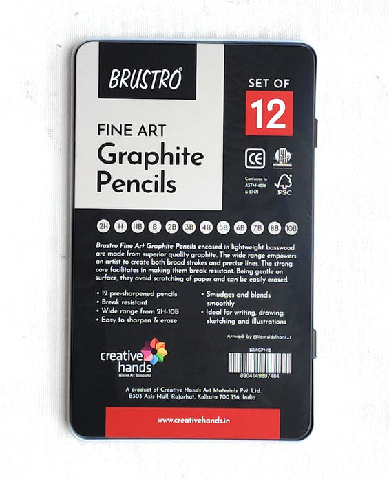 Brustro Artists Fine Art Graphite Pencil Set Of 12