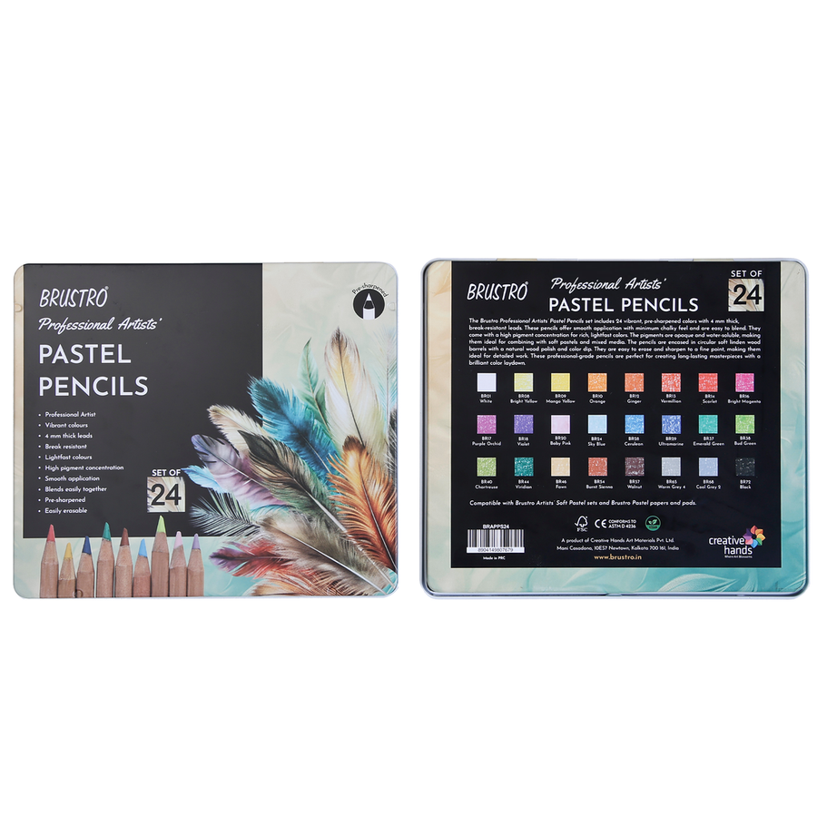 Brustro Professional Artists' Pastel Pencils - Set of 24
