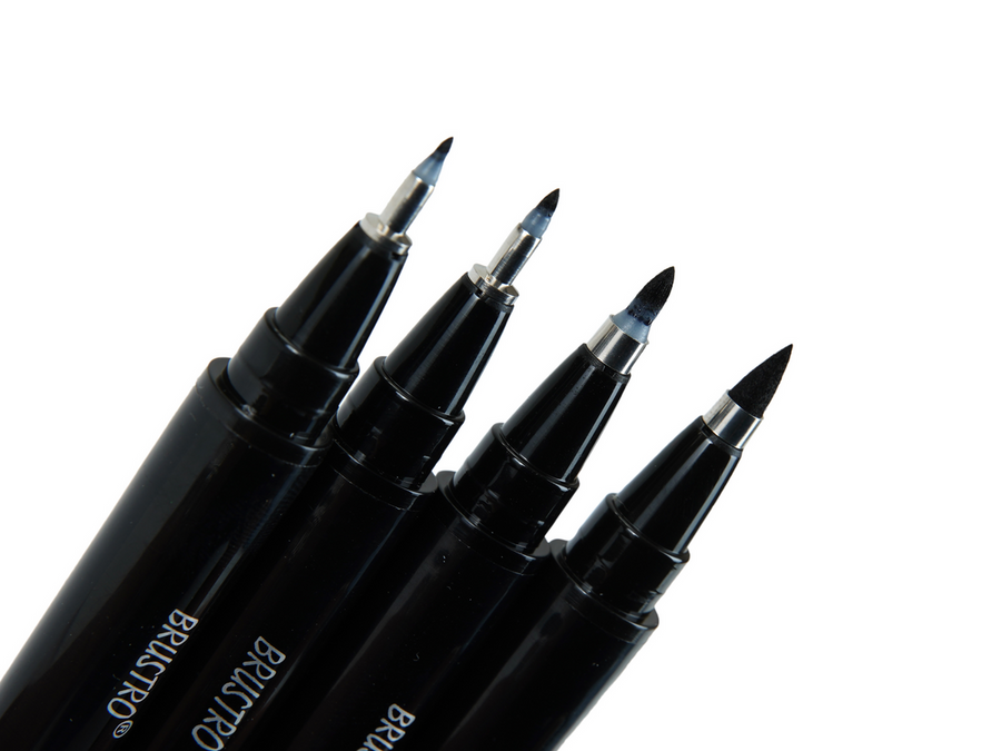 Brustro Fude Hard Tip Brush Pen for Calligraphy Set of 4