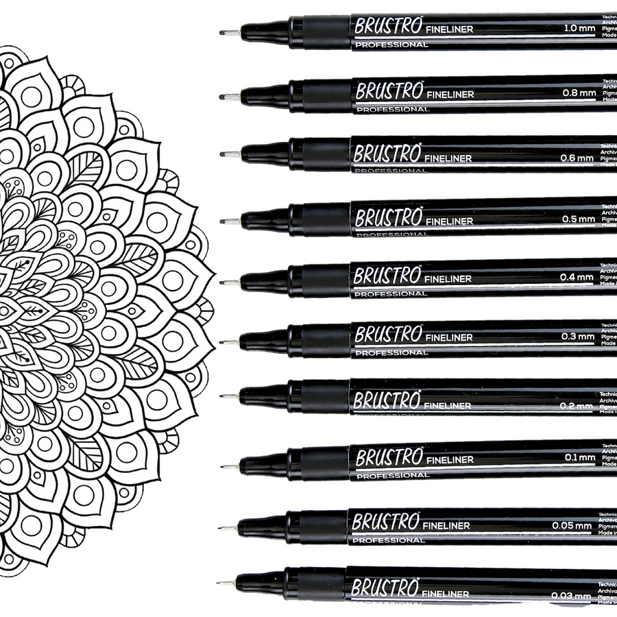 Brustro Professional Pigment Based Fineliner (Set of 10)