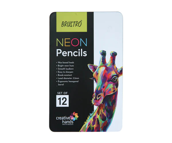 Brustro - Neon Pencils Set of 12 (in Elegant tin Box)