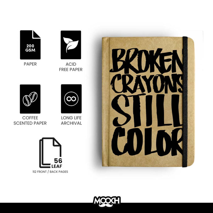 MOOCH – Broken Crayons A5 Plain Diary | Buff Cartridge Paper | 120 GSM