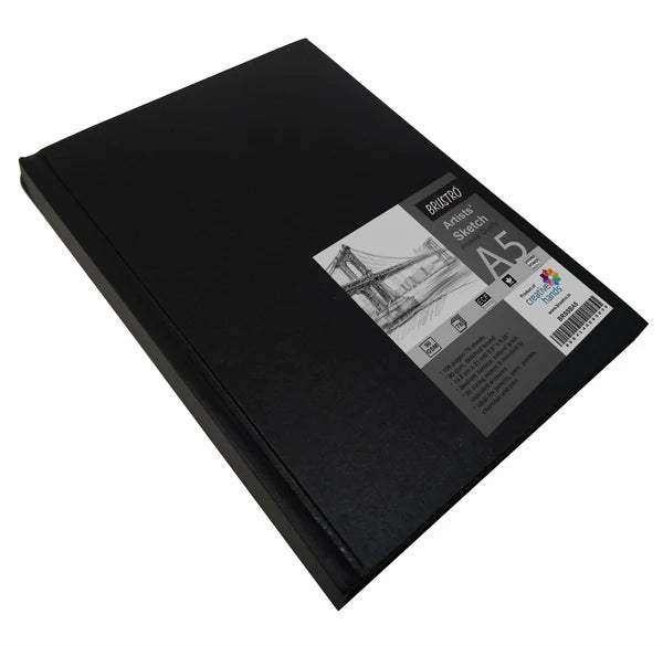 Brustro - Artists Stitched Bound Sketch Book, A5 Size, 156 Pages, 90 GSM