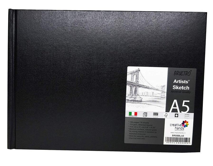 Brustro Artists' Sketch Book – A5 Landscape, Stitched Bound, 110 GSM ...