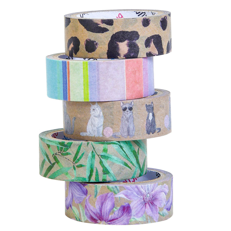 Brustro Washi Tapes Craft Paper Delights  – 15mm x 5m (Pack of 5)