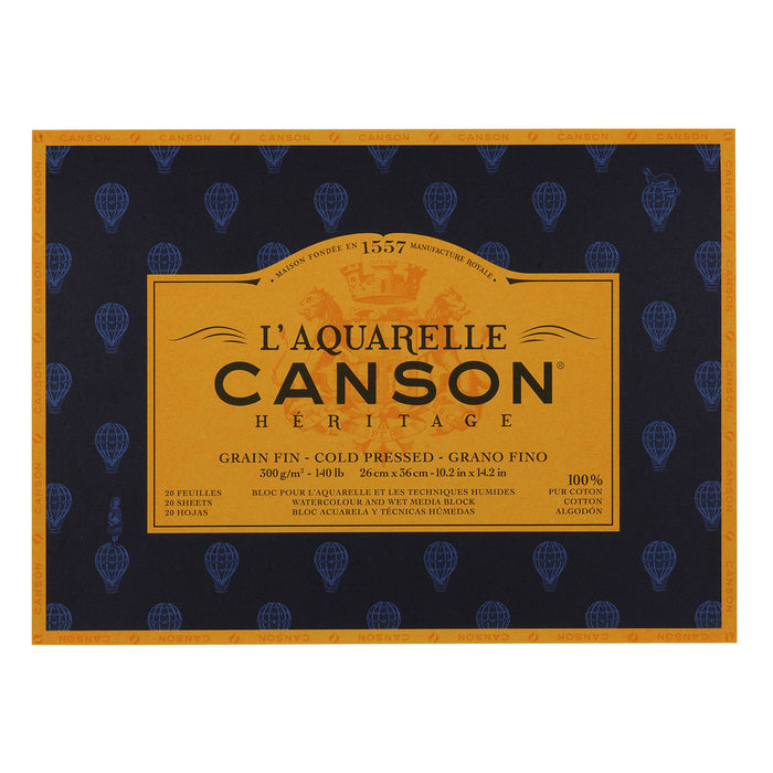 CANSON - L'AQUARELLE HERITAGE GLUED PAD COLD PRESSED (26 X 36 CM)