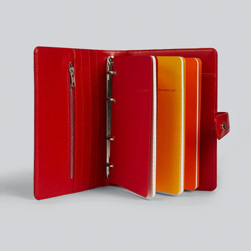 mypaperclip Classic Organiser – Model L3 (Red) | Handcrafted Vegan Leather Notebook
