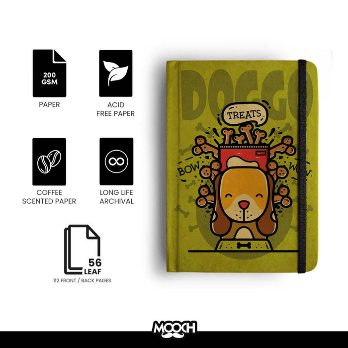 Mooch Design Studio “Doggo Treats” Handcrafted Diary – A5 | Indian Khaki Paper