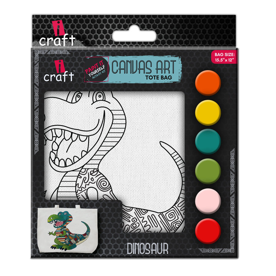 iCraft DIY Canvas Tote Bag – Dinosaur Design