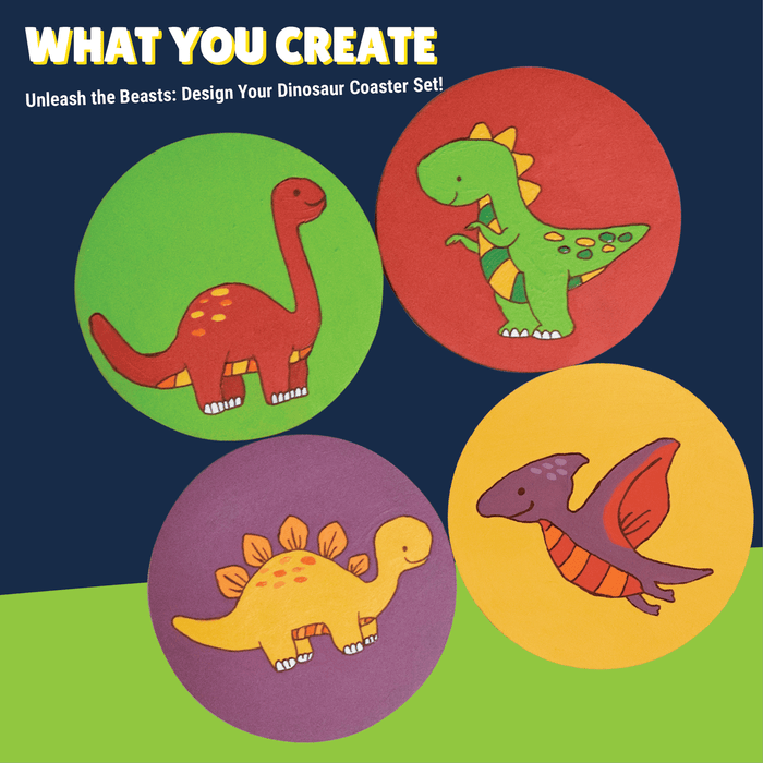 Kalakaram Paint Your Own Dinosaur Coasters | DIY Wooden Art Kit