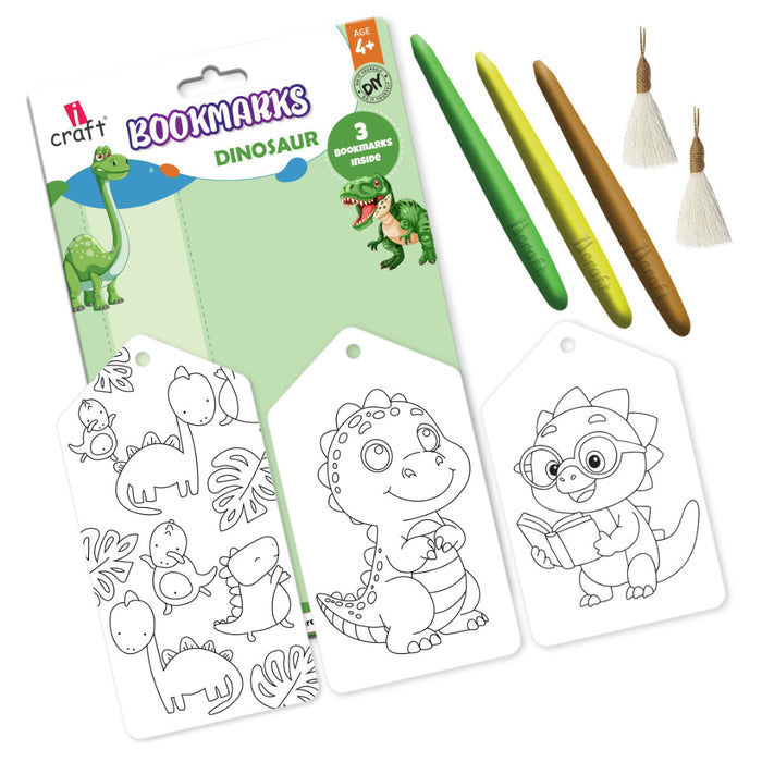 iCraft - Kids DIY Bookmark Coloring Kit – Dinosaur Designs
