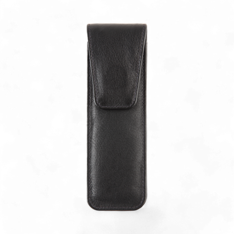 ELAN Leather 2-Pen Pouch – Slim Carry Case for Everyday Office Use – Black