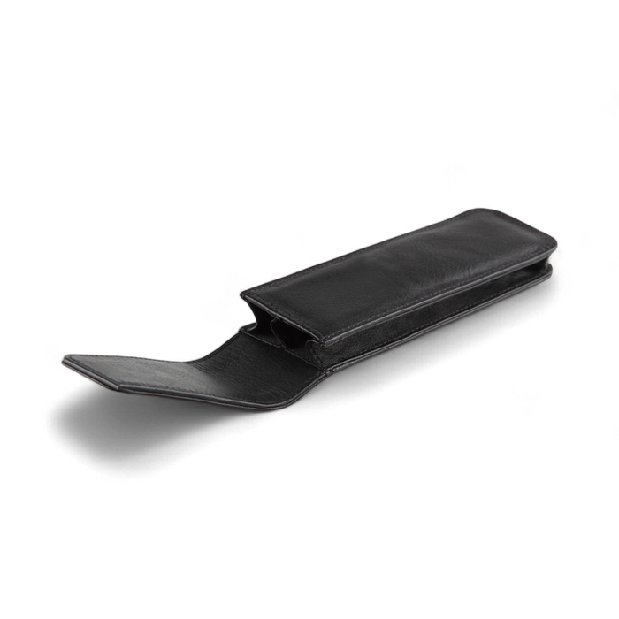 ELAN Leather 2-Pen Pouch – Slim Carry Case for Everyday Office Use – Black
